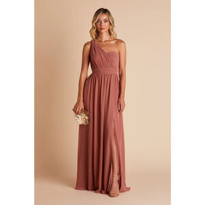 1503 NWT Birdy Grey Grace Convertible Chiffon Bridesmaid Dress Desert Rose Small
